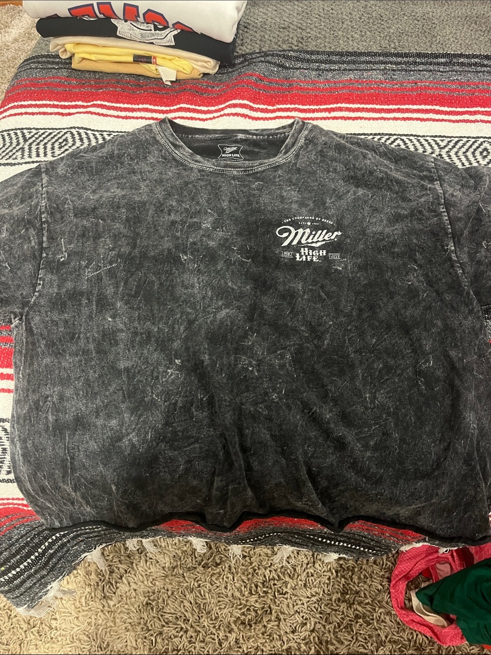 High Life Men's Black Mineral Wash Graphic Tee